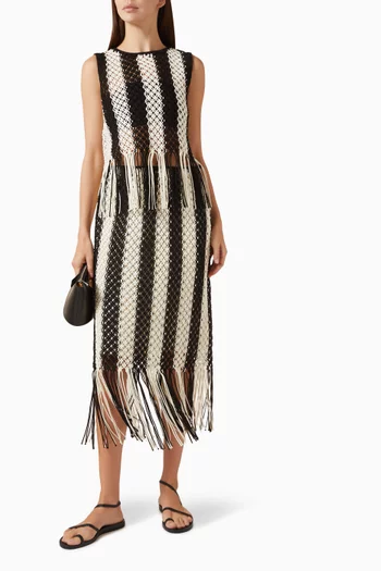 بلوزة واندرلست بلا أكمام بخيوط مكرمية قطن