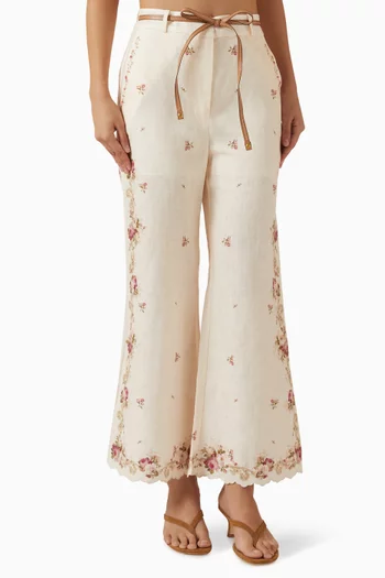 Patience Embroidered Pants in Linen