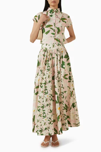 قميص قصير مزين بنقشة قطن