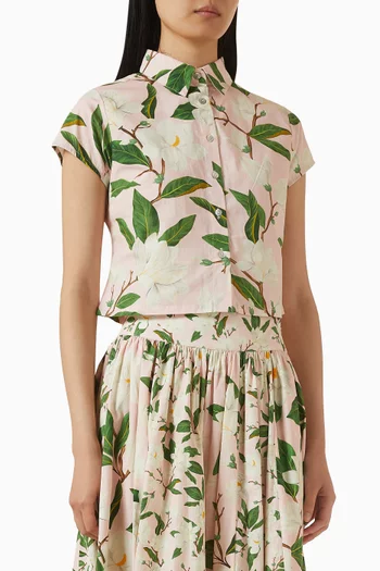 قميص قصير مزين بنقشة قطن