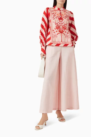 بلوزة مزينة بنقشة قطن