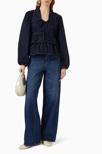 Yascelina Tie-front Top in Denim