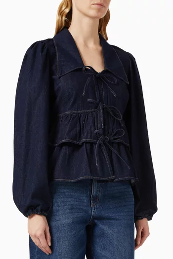 Yascelina Tie-front Top in Denim