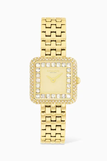 ساعة كاس كوارتز مرصعة بالكريستال، 24 مم