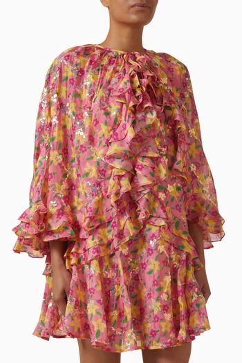 Vespera Mini Dress in Viscose-silk Blend