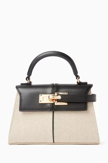Elise Top Handle Bag in Canvas & Vegan Leather
