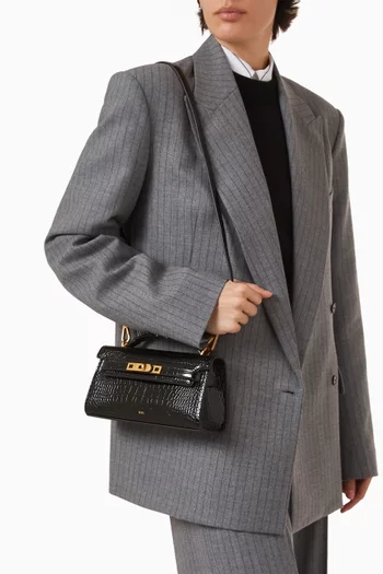 Noor Top Handle Bag in Croc-embossed Vegan Leather