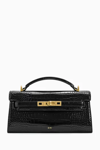 Noor Top Handle Bag in Croc-embossed Vegan Leather