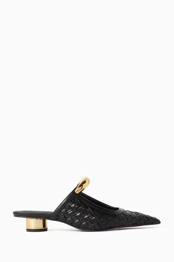 Helena Weave Pierced Mules in Leather