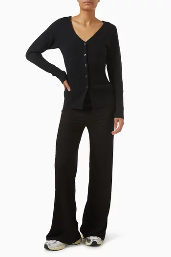 كارديغان منسوج بقصة على الخصر