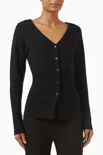 كارديغان منسوج بقصة على الخصر