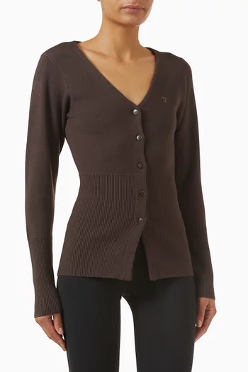 كارديغان منسوج بقصة على الخصر