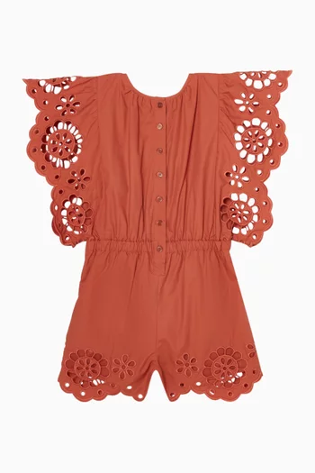 Awaken Broderie Anglaise Playsuit in Cotton-poplin