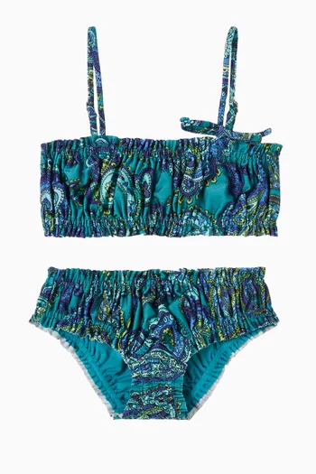 طقم بيكيني بيشنس  نايلون مطاطي بكشكش 