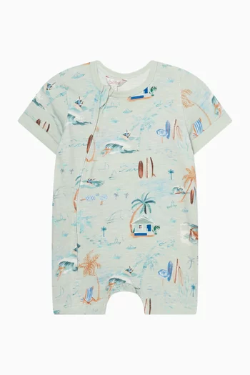 Surf's Up Printed Romper in Cotton