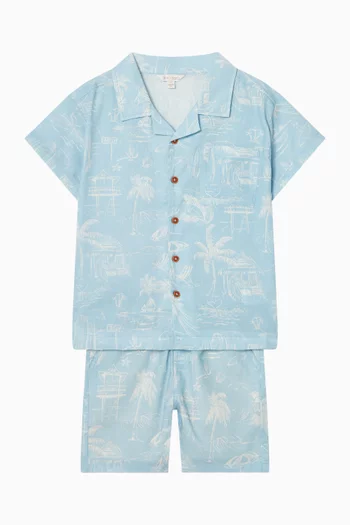 Surf's Up Linework Shorts in Cotton