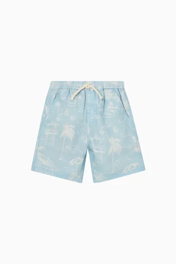 Surf's Up Linework Shorts in Cotton