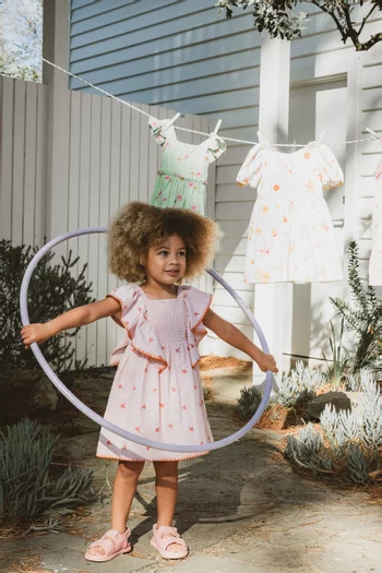 Songbird Embroidered Dress in Cotton