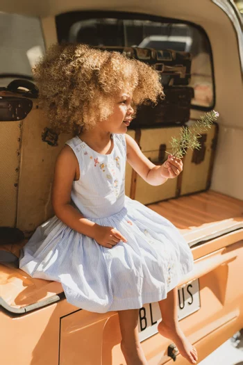 فستان مطرز ومخطط سونغبيرد قطن