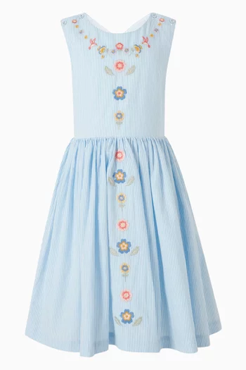 فستان مطرز ومخطط سونغبيرد قطن