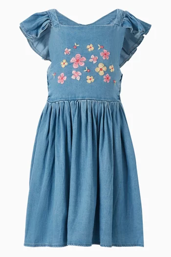 Grow Wild Embroidered Dress in Denim