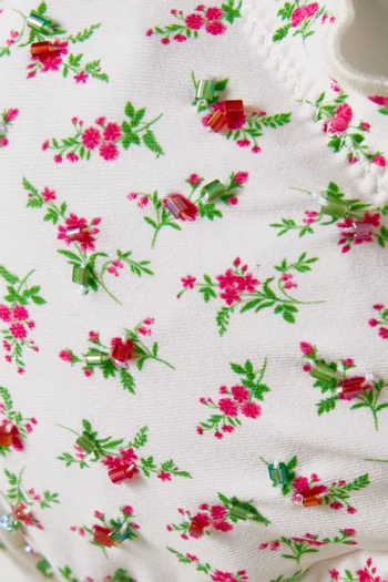 Embroidered Lettuce Edge Triangle Bikini Top