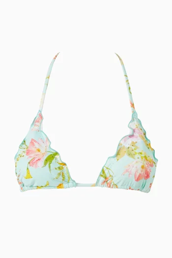 قطعة بيكيني علوية مطرزة بحواف بكشكش