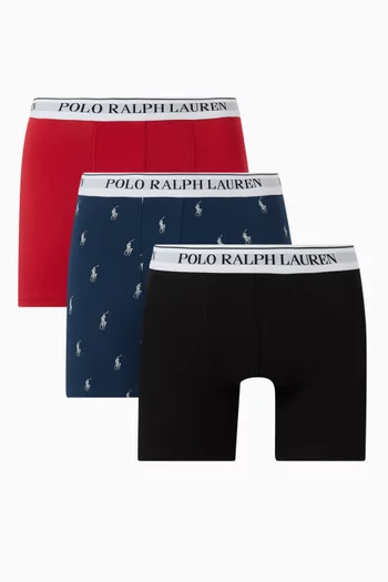 Logo Boxer Briefs in Stretch Cotton, Set of 3