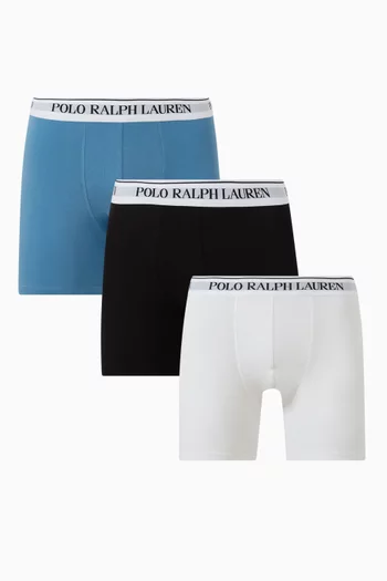 Logo Boxer Briefs in Stretch Cotton, Set of 3
