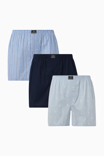 Logo Boxers in Cotton, Set of 3