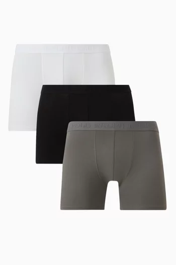Logo Boxer Briefs in Stretch Cotton, Set of 3