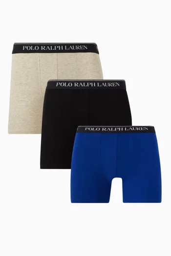 Logo Boxer Briefs in Stretch Cotton, Set of 3
