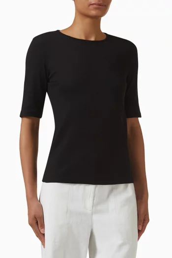Ribbed T-shirt in Stretch Cotton