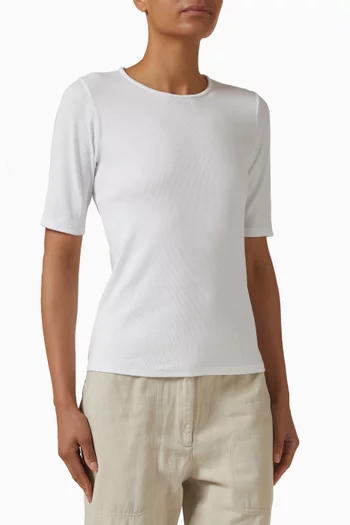 Ribbed T-shirt in Stretch Cotton
