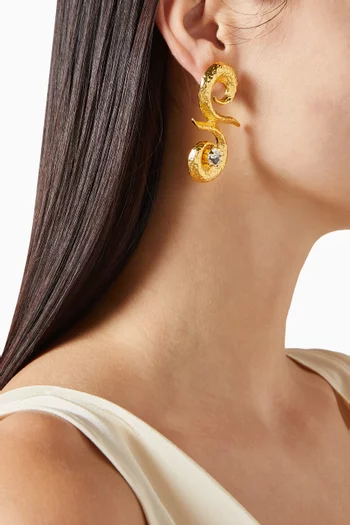 أقراط متدلية سبايرال سباركل معدن مطلي ذهب عيار 24