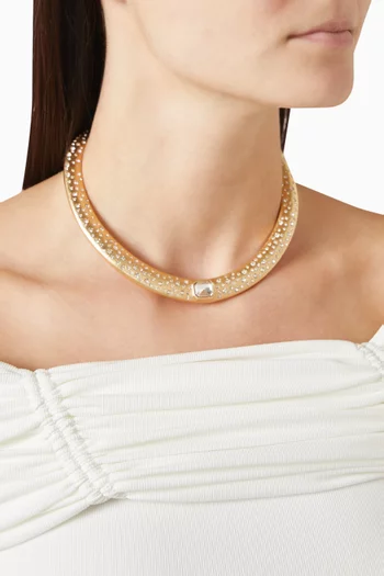 قلادة اورورا داست مرصعة بحجر كريم معدن مطلي بلون ذهبي‏