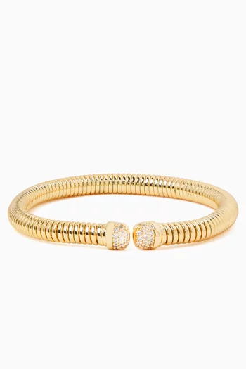 سوار بتصميم جسم أفعى مرصع بأحجار بافيه معدن مطلي ذهب عيار 24