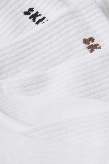 جوارب بحواف مضلعة وشعار الماركة، طقم 3 أزواج