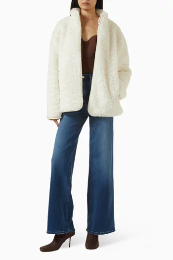 Faux Fur Zip Up Mock Neck Jacket