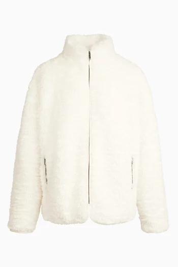 Faux Fur Zip Up Mock Neck Jacket