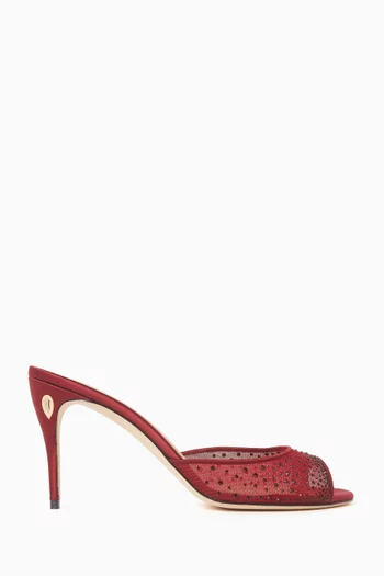 Guido 85 Crystal Mules in Mesh & Satin