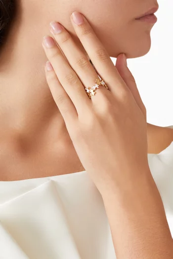 خاتم بتصميم هندسي مطلي بالمينا ذهب عيار 18