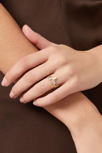 خاتم بتصميم هندسي ذهب عيار 18