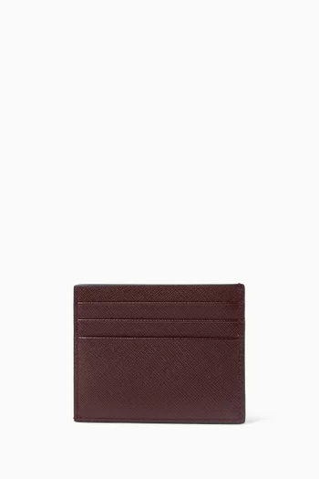 Logo Card Case in Saffiano Leather