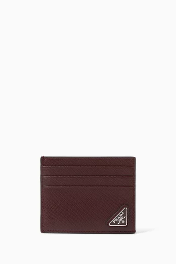 Logo Card Case in Saffiano Leather