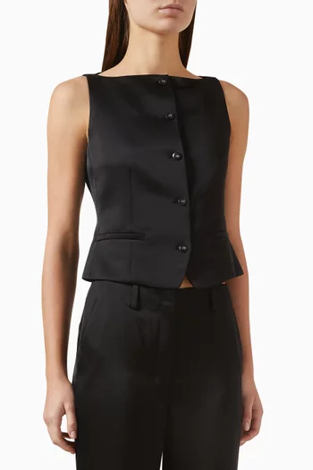 Boatneck Vest in Double Satin