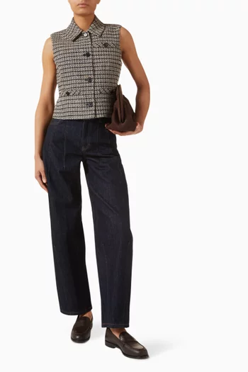 Striped Collared Vest in Tweed