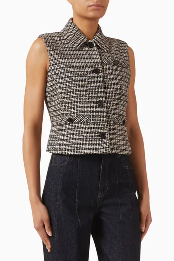 Striped Collared Vest in Tweed