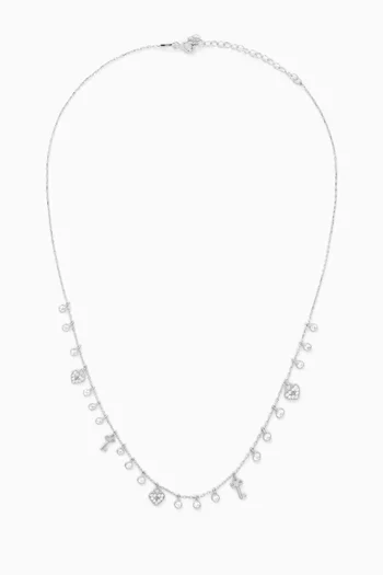 Lariat Charm Necklace in Sterling Silver
