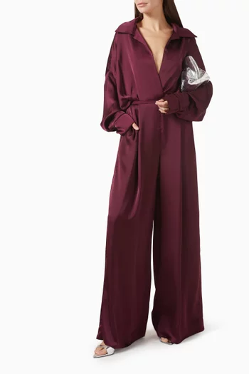 Wide-leg Pleat Pants in Satin